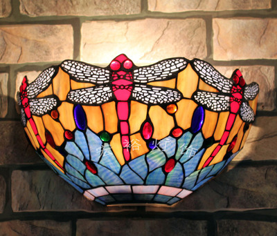 【歐式復(fù)古蒂凡尼蜻蜓燈客廳燈臥室床頭酒吧展廳裝飾燈具彩繪玻璃燈】?jī)r(jià)格,廠(chǎng)家,圖片,壁燈,宏裕燈飾(惠州)-